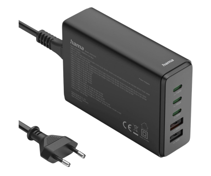 Ładowarka do smartfonów Hama Stacja ładująca 140W 3x USB-C 2X USB-A CZARNA